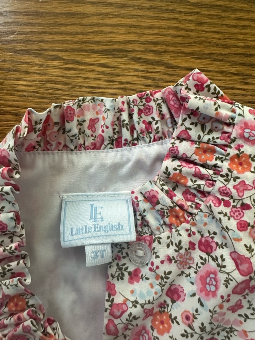 Little English Pink Floral Ruffle-Front Dress - Picture 3 of 3